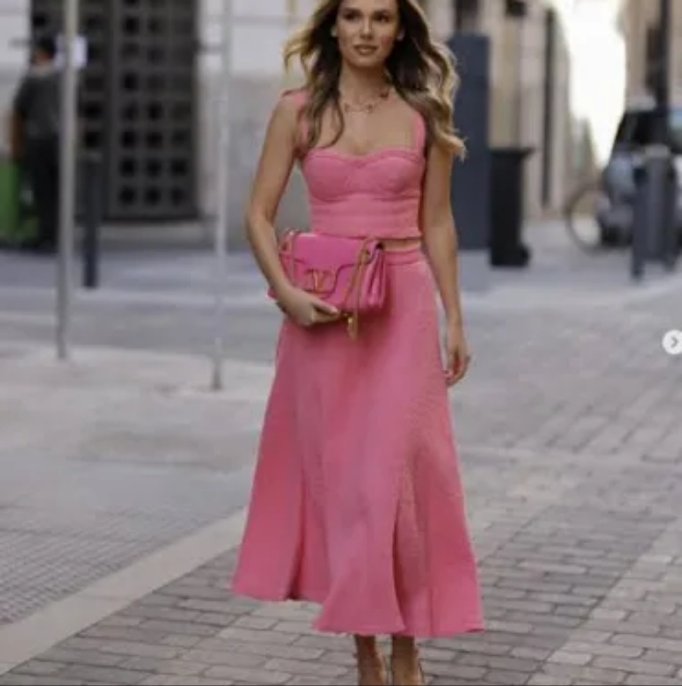 Zara textured long A-line maxi skirt faded pink   BNWT. SKIRT ONLY